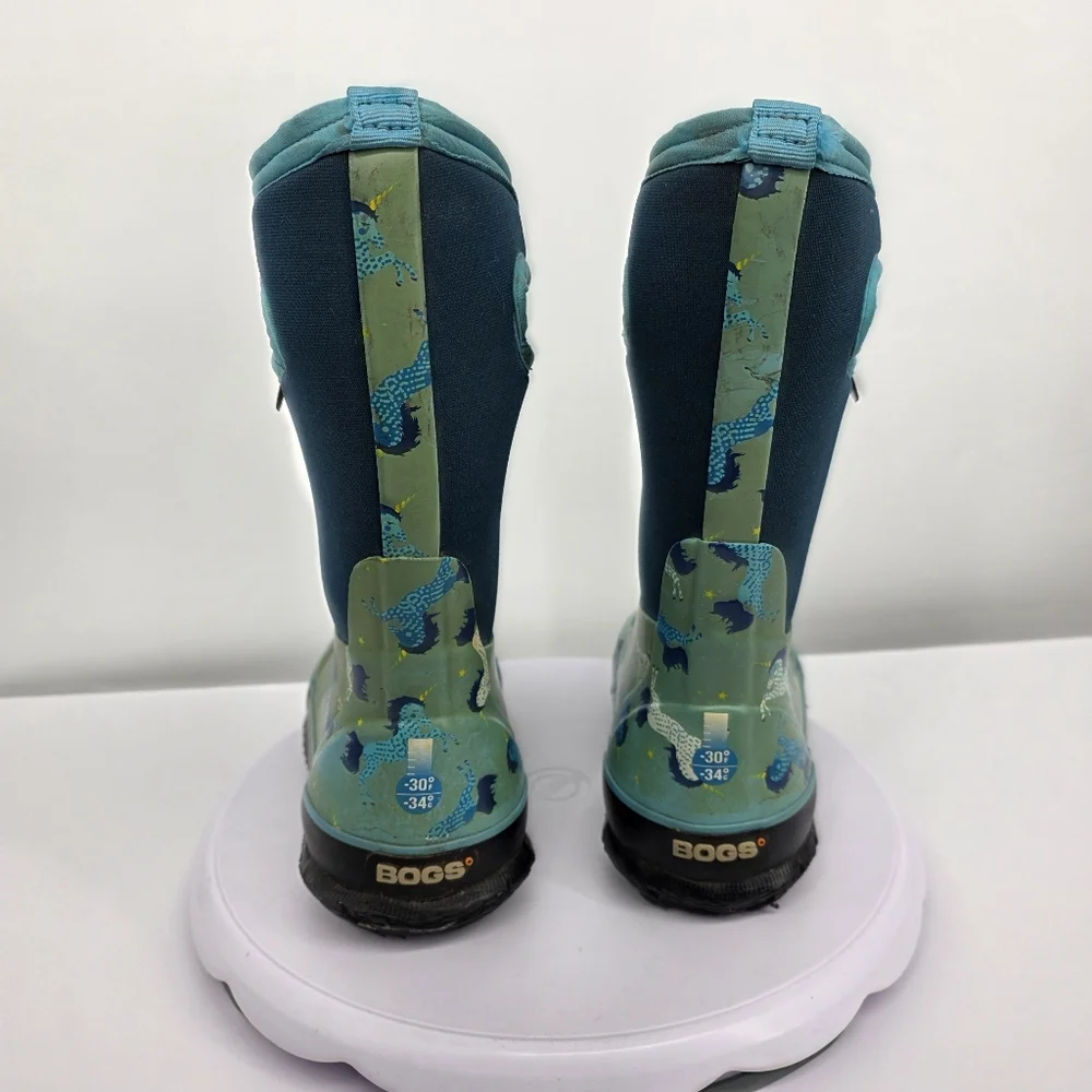 Bogs Kids Size 13 Classic Unicorn Bountiful Waterproof Insulated Rain Boots Teal